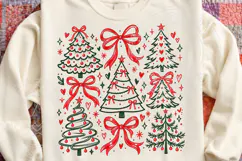 Christmas Tree Doodle PNG with Red Bows | Christmas Sublimat Product Image 4