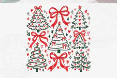 Christmas Tree Doodle PNG with Red Bows | Christmas Sublimat Product Image 5