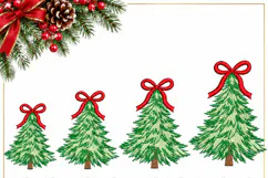 Christmas Tree Red Bow Embroidery Design Product Image 2
