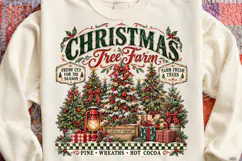 Christmas Tree Farm PNG, Vintage Rustic Christmas Sublimatio Product Image 4