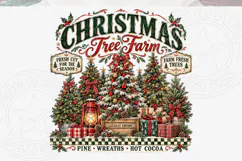Christmas Tree Farm PNG, Vintage Rustic Christmas Sublimatio Product Image 5