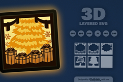 Christmas Tree full Gifts Layered Papercut Product Image 3
