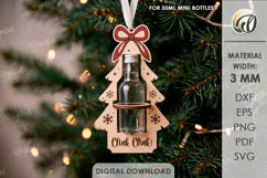 Christmas Tree Mini Bottle Holder Ornament Laser Cut Product Image 1