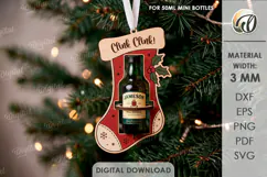 Christmas Mini Bottle Holder Ornament Lasercut. Stocking SVG Product Image 1