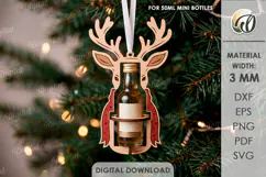 Christmas Mini Bottle Holder Ornament Lasercut. Reindeer SVG Product Image 1
