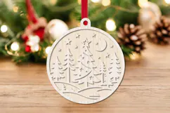 Christmas Tree Moon Ornament SVG Cut File Product Image 3