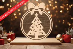 Christmas Tree Reindeer Ornament SVG Product Image 1