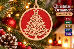Christmas Tree Ornament SVG File, Laser Cut Glowforge Design Product Image 1