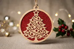 Christmas Tree Ornament SVG File, Laser Cut Glowforge Design Product Image 2