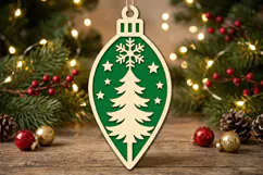 Christmas Tree Ornament SVG, Green Laser Cut Bauble Design Product Image 2