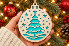 Christmas Tree Ornament SVG, Laser Cut Bauble Stars Snow Product Image 2