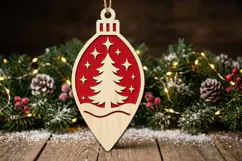 Christmas Tree Ornament SVG, Red Laser Cut Bauble Design Product Image 2