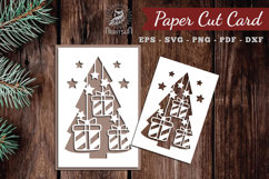 Christmas Tree Paper Cut Card SVG Product Image 1