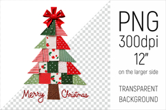 Christmas Tree Patchwork Clipart. Perfect for Christmas crafts, digital scrapbooking, stickers, greeting cards, DIY decor, and sublimation printing.