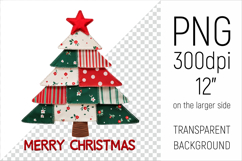 Christmas Tree Patchwork Clipart. Perfect for Christmas crafts, digital scrapbooking, stickers, greeting cards, DIY decor, and sublimation printing.