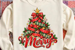 Christmas Tree Sublimation PNG, Red Polka Dot Ribbon and Gre Product Image 4