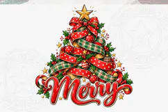 Christmas Tree Sublimation PNG, Red Polka Dot Ribbon and Gre Product Image 5
