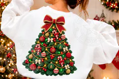 Christmas Tree PNG, Knitted Holiday Bow Sublimation Digital Product Image 2