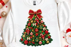Christmas Tree PNG, Knitted Holiday Bow Sublimation Digital Product Image 4