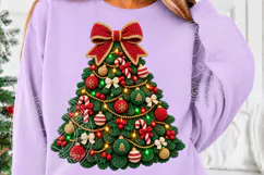Christmas Tree PNG, Knitted Holiday Bow Sublimation Digital Product Image 5
