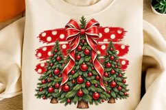 Christmas Tree PNG | Vintage Red Bow Polka Dot Sublimation Product Image 1