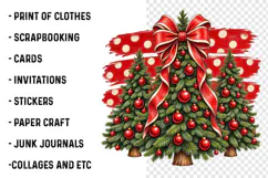 Christmas Tree PNG | Vintage Red Bow Polka Dot Sublimation Product Image 2