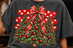 Christmas Tree PNG | Vintage Red Bow Polka Dot Sublimation Product Image 4