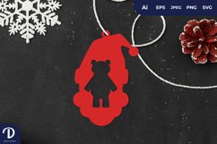 Santa Head with Bear Inside Tags Papercut Product Image 1