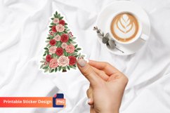 Christmas Tree Rose Flowers Sticker, Christmas Tree Sticker Product Image 1