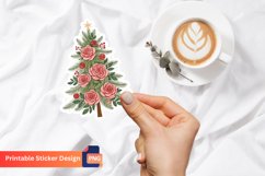 Christmas Tree Rose Flowers Sticker, Christmas Tree Sticker Product Image 1