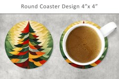 Christmas Round Coaster, Christmas tree kitchen decor Product Image 1