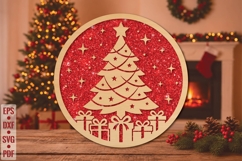 Christmas Tree Round Laser Cut SVG Product Image 1