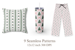 Christmas Seamless Bundle | Christmas Tree Gingham Bow PNG Product Image 5