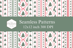 Christmas Seamless Bundle | Christmas Tree Gingham Bow PNG Product Image 1