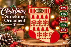 Christmas Stocking Name Ornament SVG, Laser Cut File SVG Product Image 1