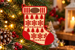 Christmas Stocking Name Ornament SVG, Laser Cut File SVG Product Image 2