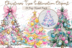 Pastel Christmas Tree Sublimation PNG Bundle,Christmas Tree Product Image 1