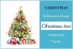 Christmas tree sublimation watercolor clipart Holiday design for Christmas card, greeting card, t-shirt design, mug, tumbler, pillow, poster and more