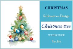 Christmas tree sublimation watercolor clipart Holiday design for Christmas card, greeting card, t-shirt design, mug, tumbler, pillow, poster and more