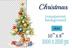 Christmas tree sublimation watercolor clipart Holiday design for Christmas card, greeting card, t-shirt design, mug, tumbler, pillow, poster and more