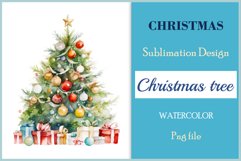 Christmas tree sublimation watercolor clipart Holiday design for Christmas card, greeting card, t-shirt design, mug, tumbler, pillow, poster and more