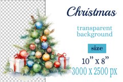 Christmas tree sublimation watercolor clipart Holiday design for Christmas card, greeting card, t-shirt design, mug, tumbler, pillow, poster and more