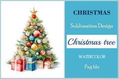 Christmas tree sublimation watercolor clipart Holiday design for Christmas card, greeting card, t-shirt design, mug, tumbler, pillow, poster and more