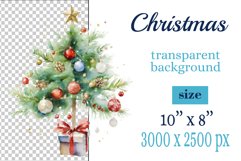 Christmas tree sublimation watercolor clipart Holiday design for Christmas card, greeting card, t-shirt design, mug, tumbler, pillow, poster and more