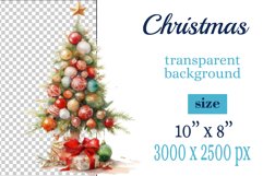 Christmas tree sublimation watercolor clipart. Holiday design for Christmas card, greeting card, t-shirt design, mug, tumbler, pillow, poster and more