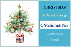 Christmas tree sublimation watercolor clipart Holiday design for Christmas card, greeting card, t-shirt design, mug, tumbler, pillow, poster and more