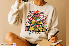 Christmas Tree Teacher Bow SVG PNG T Shirt Design Product Image 4