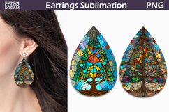 Stained Glass Teardrop Earrings | Christmas Tree Earrings Product Image 1