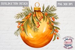 Red Christmas Ornament Ball sublimation Winter Orange PNG Product Image 1