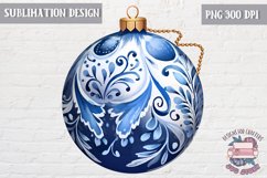 Christmas Ornament Ball sublimation Mistletoe Winter Blue Product Image 1